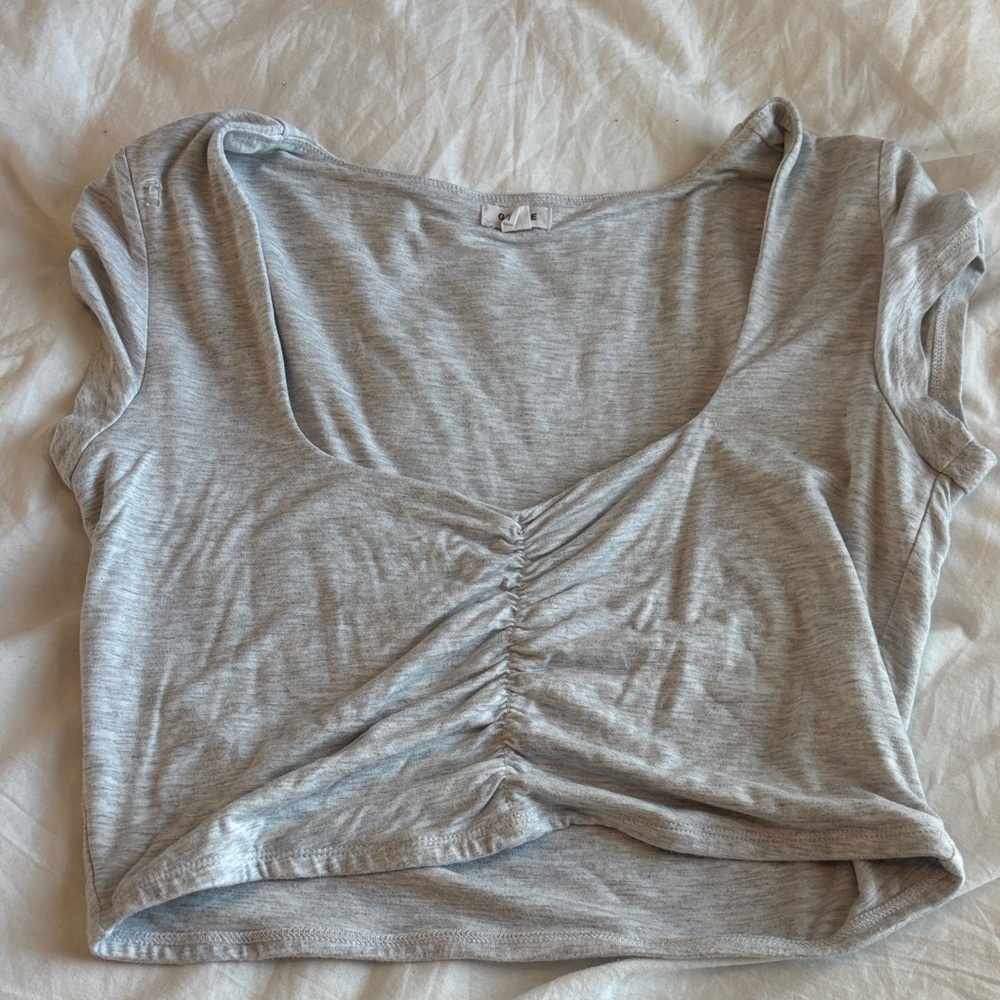 Garage Light Gray Ruched Crop Top